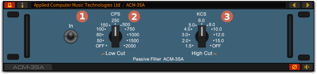 Front panel of the ACM-3SA passive filter plug-in for Linux