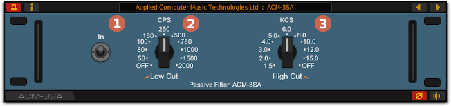 Front panel of the ACM-3SA passive filter plug-in for Windows and Linux