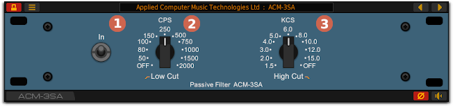 Front panel of the ACM-3SA passive filter plug-in for Windows and Linux