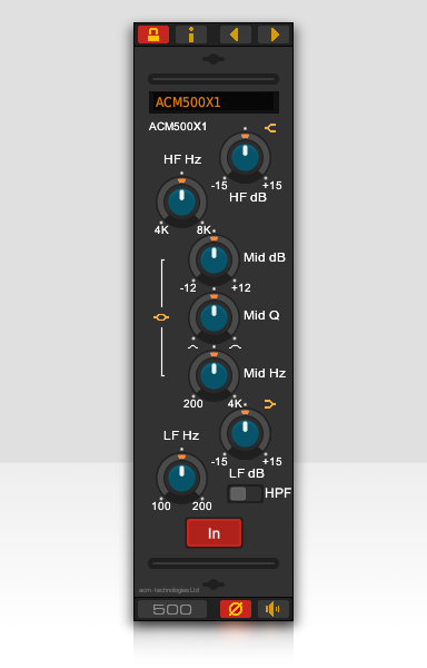 The ACM500X1 channel EQ VST plug-in for Linux