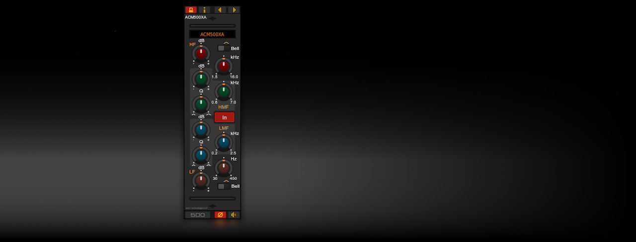 The ACM500XA console channel EQ plug-in for Windows and Linux