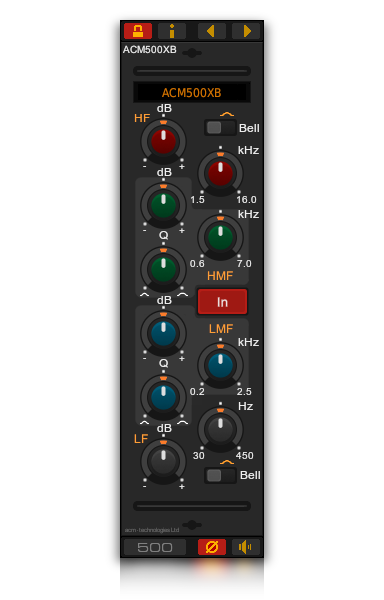 The ACM500XB professional console channel EQ VST plug-in for Windows and Linux