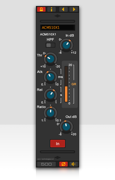 The ACM510X1 channel compressor VST plug-in for Linux