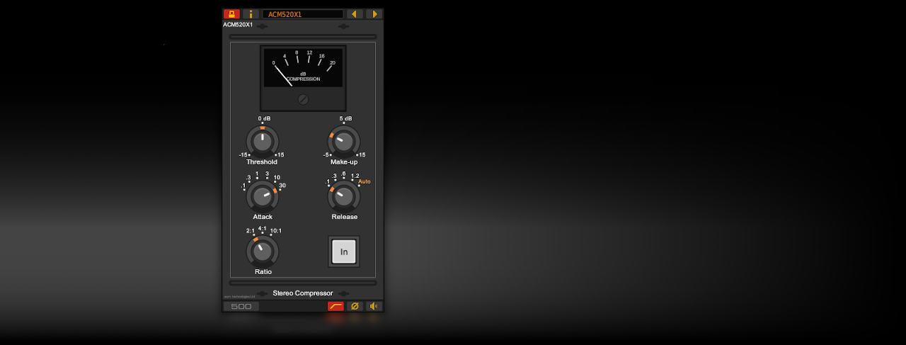The ACM520X1 stereo bus compressor plug-in for Linux