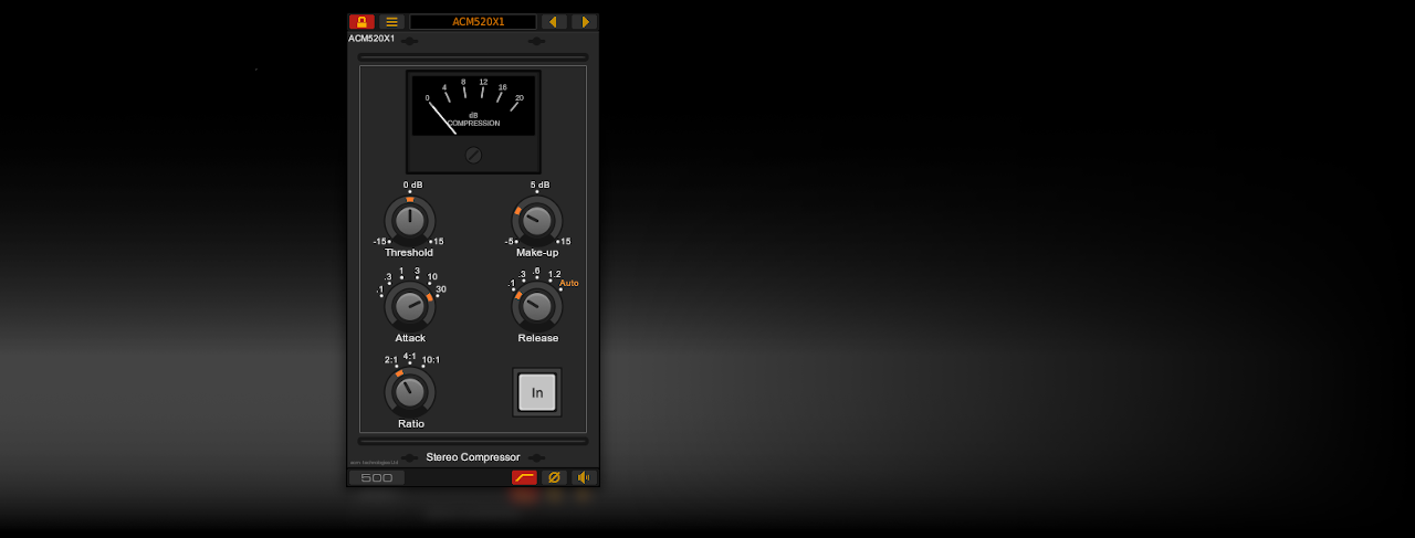The ACM520X1 stereo bus compressor plug-in for Windows and Linux