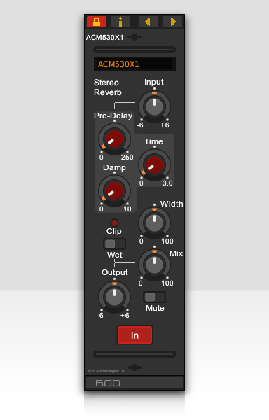 The ACM530X1 stereo reverb VST plug-in for Linux