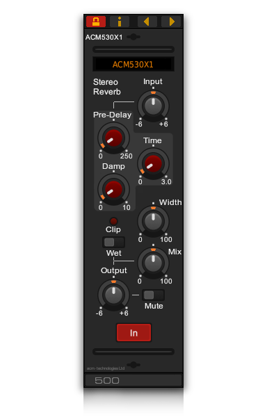 The ACM530X1 stereo reverb VST plug-in for Windows and Linux