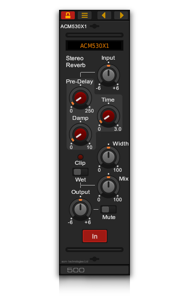 The ACM530X1 stereo reverb VST plug-in for Windows and Linux